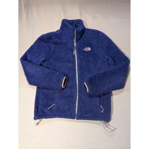 The North Face Women's Large Fleece Jacket Full Zip Blue Sherpa Look at pics